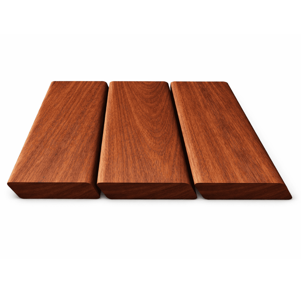 Планкен скошенный из ипе, 21x140x1853-4290 мм.